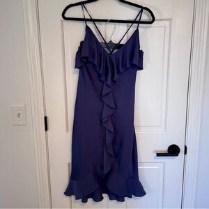Victoria’s Secret | Cross-Back, Slip Dress, Ruffle Detail, Dusty Blue Color- EUC